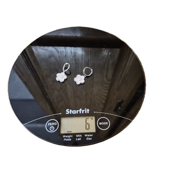 Sterling Silver CZ Floral Dangle Earrings 925 LOFT Micro‑pavé Office Siren Luxur - Picture 6 of 7